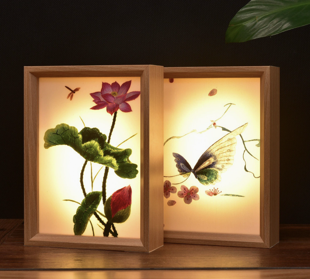 Shu Embroidery - themed Table Lamp Decoration | Authentic Chinese Intangible Heritage
