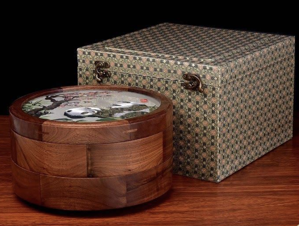 Shu Embroidery Double - sided Embroidered Double - layer Storage Box - Walnut Wood | Authentic Chinese Intangible Heritage