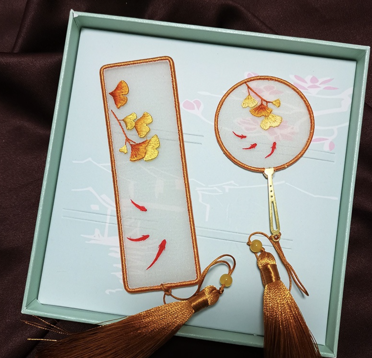 Handmade Double-sided Embroidery Bookmark 2-Piece Set | Authentic Chinese Intangible Heritage