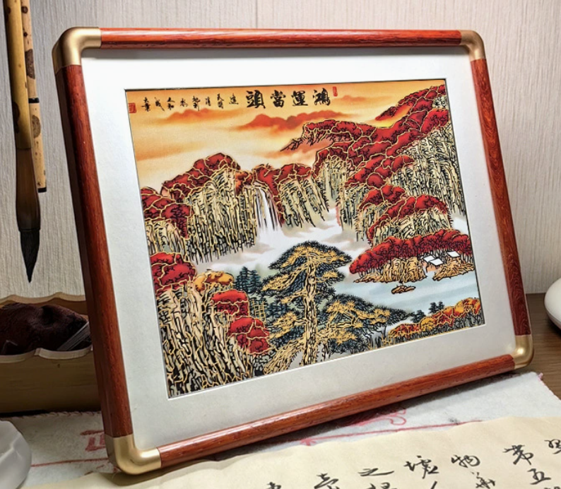 Hand - made paper - cutting decorative paintings with multi - layer color - matching