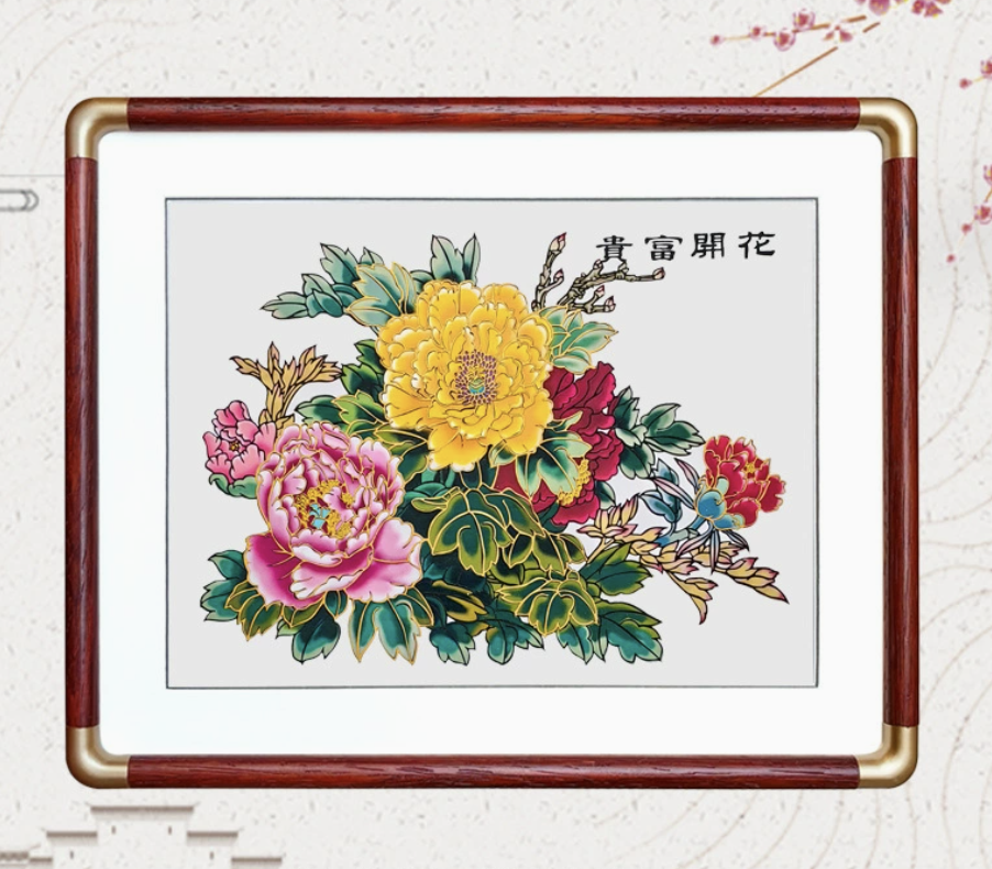 Hand - made paper - cutting decorative paintings with multi - layer color - matching