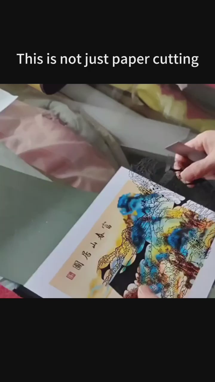 Hand - made paper - cutting decorative paintings with multi - layer color - matching
